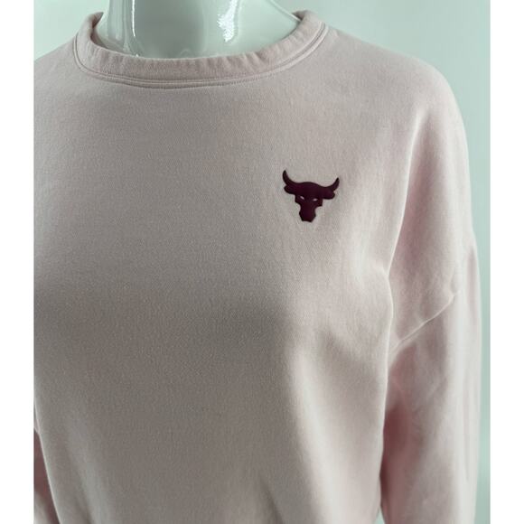 Under Armour Womens Crop Sweatshirt Top Size Medium Pink Drawstring Waist - Picture 3 of 8